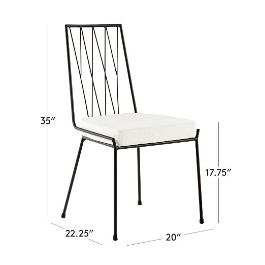 Pavilion Black Armless Outdoor Dining Chair with Ivory Sunbrella ® Cushion Model 6150 by Paul McCobb