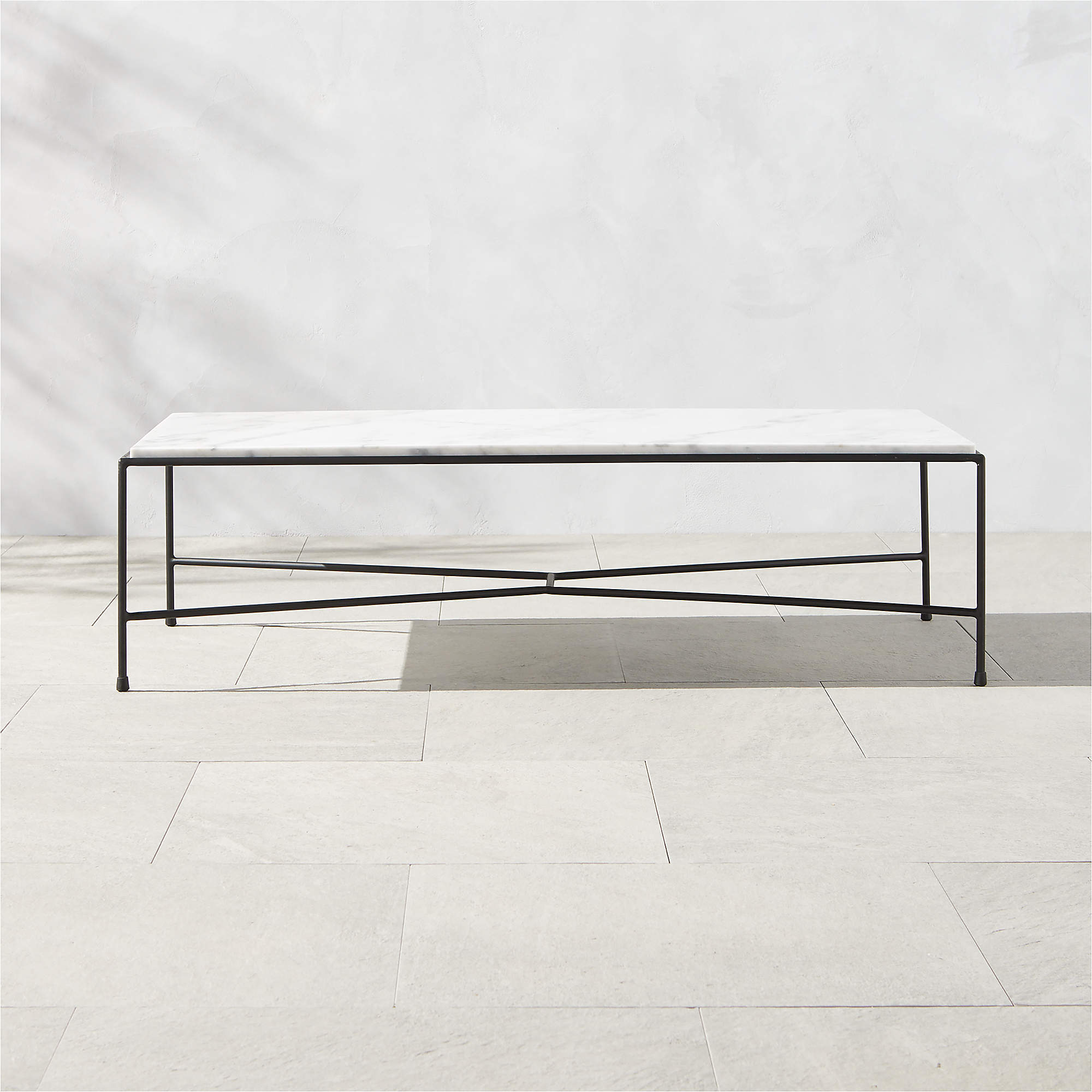 Pavilion Modern Black Metal Outdoor Coffee Table with Marble Top Model