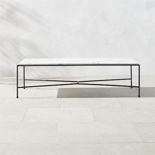 Pavilion Black Metal Outdoor Coffee Table with Marble Top Model 6511