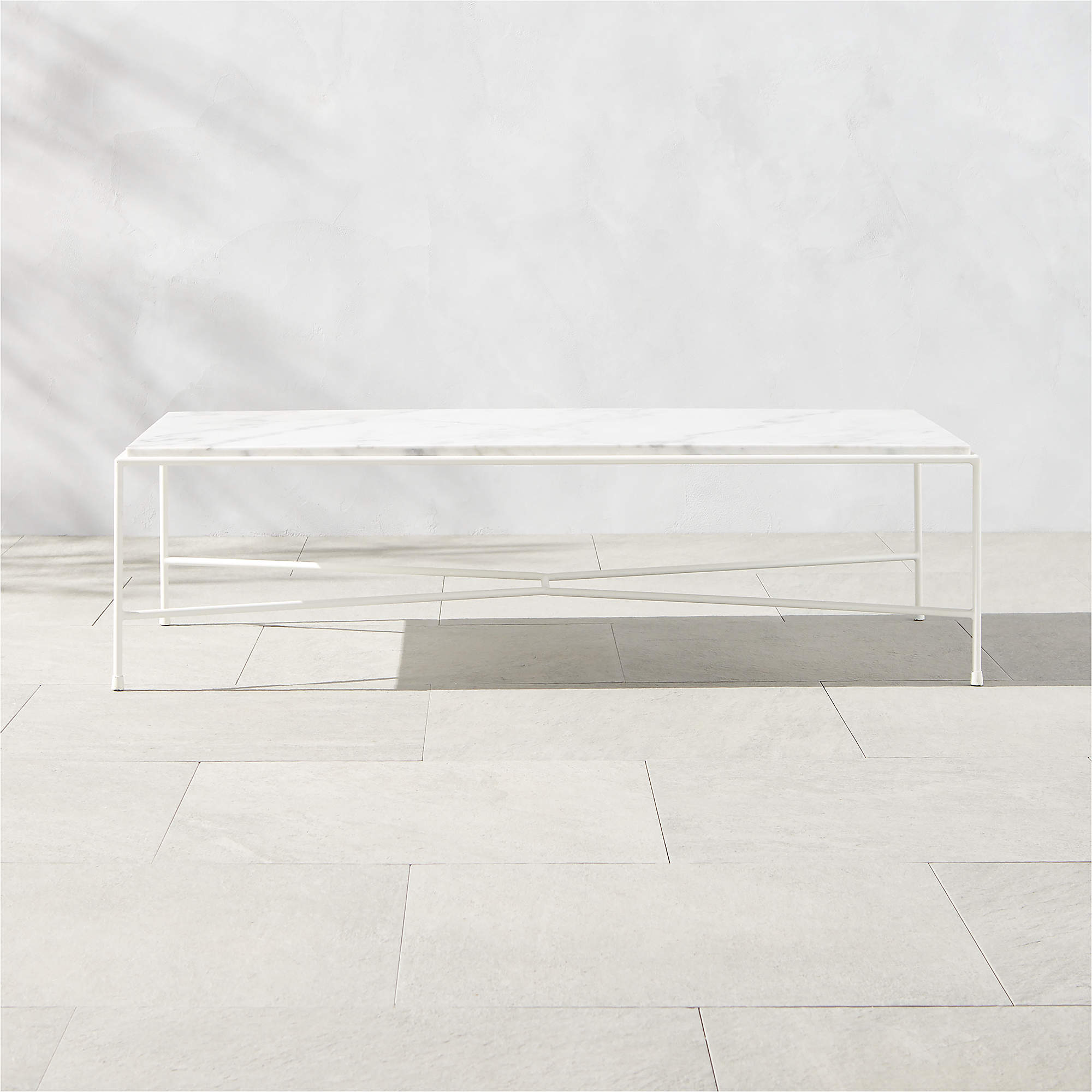 Pavilion Modern White Metal Outdoor Coffee Table with Marble Top Model 6511 + Reviews CB2 Canada