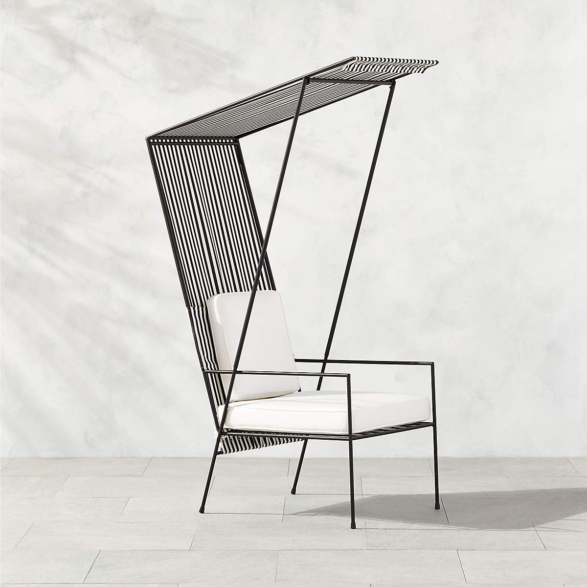 Pavilion Black Outdoor Patio Cabana Chair with Sunbrella Cushion and