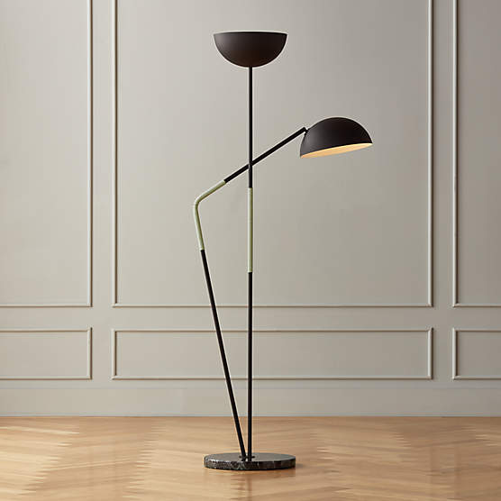 Pavo Black Marble Double Floor Lamp