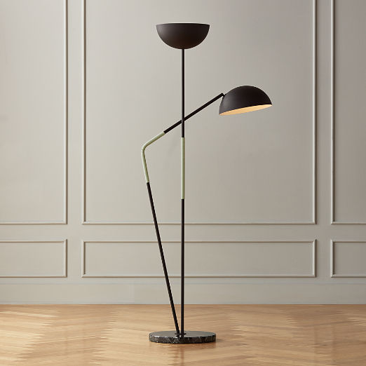 Pavo Black Marble Double Floor Lamp