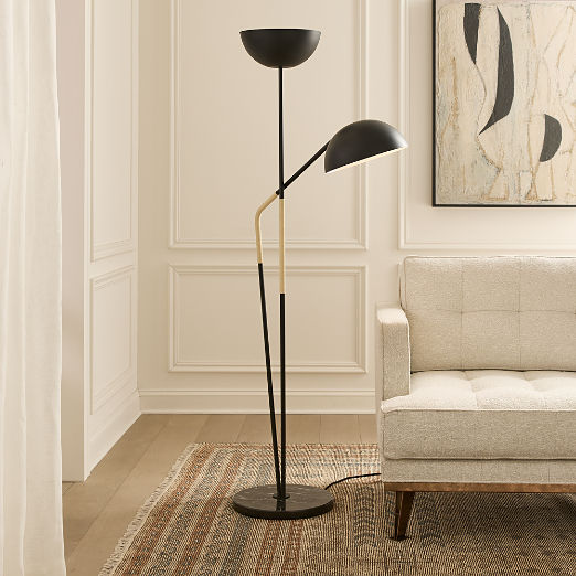 Pavo Black Marble Double Floor Lamp