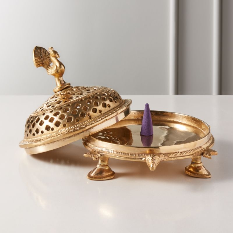 Pavo Brass Incense Holder - image 1 of 5