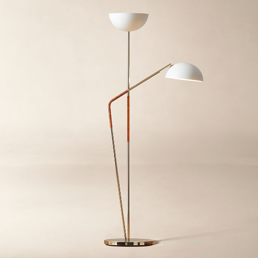 Pavo Champagne Brass Double Floor Lamp