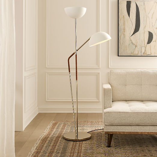 Pavo Champagne Brass Double Floor Lamp