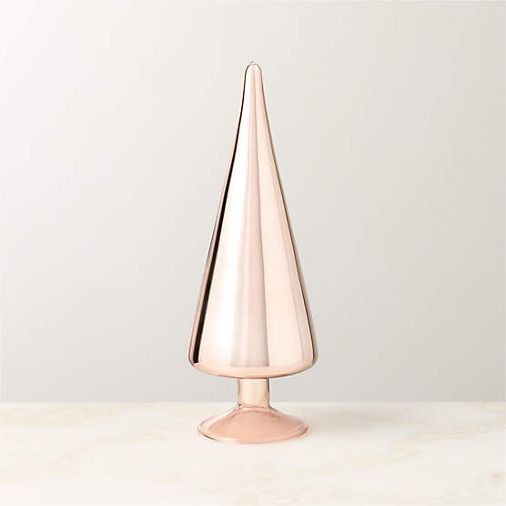 Paz Blush Glass Christmas Tree Figure 8.5"