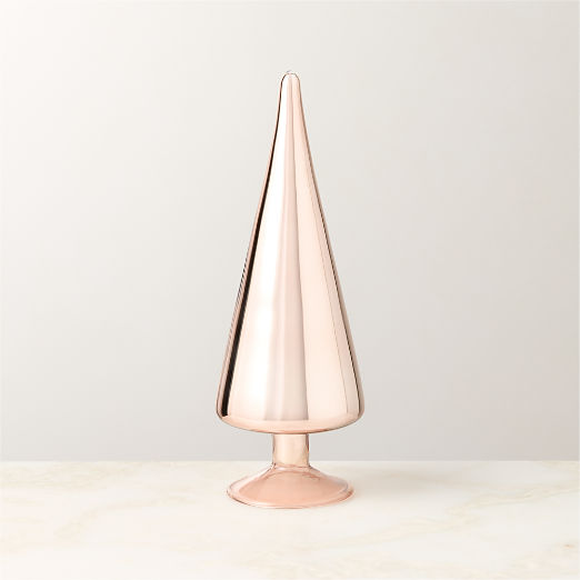 Paz Blush Glass Christmas Tree Figure 8.5"