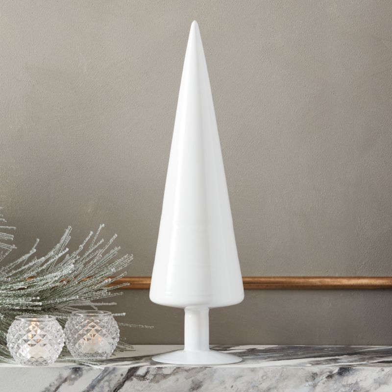 Viewing product image Paz White Glass Christmas Tree Figure 18" - image 1 of 2