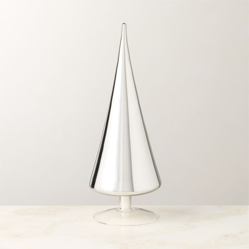 View Paz Silver Glass Christmas Tree Figure 11.5" details