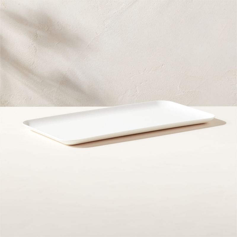 Viewing product image Pebble Rectangular White Melamine Serving Platter - image 1 of 4