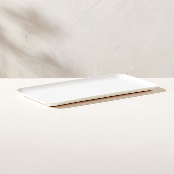 Pebble Rectangular White Melamine Serving Platter