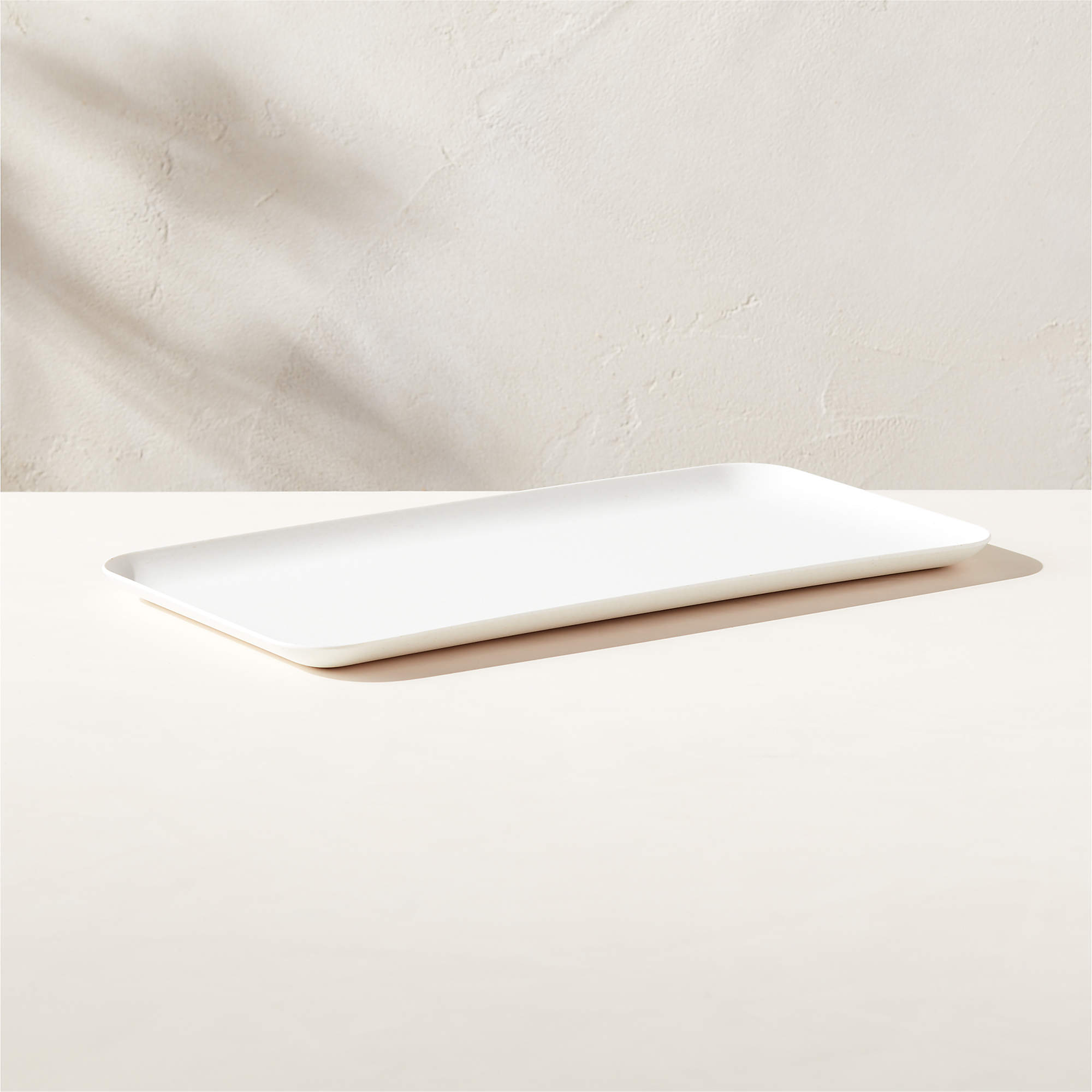 Pebble Rectangular White Melamine Serving Platter + Reviews CB2