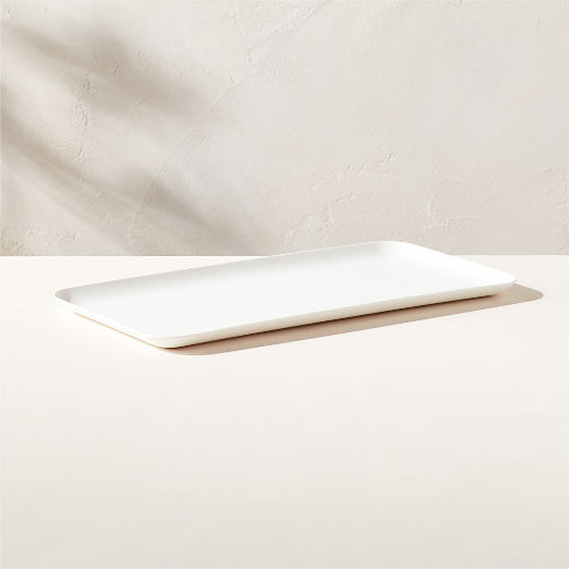 Pebble Rectangular White Melamine Serving Platter