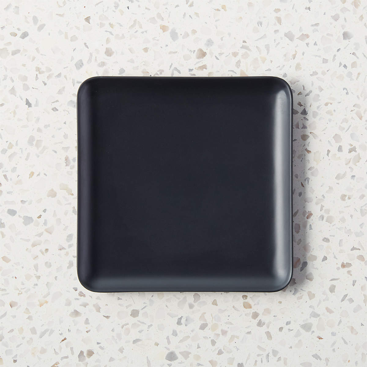 Pebble Modern Matte Black Melamine Appetizer Plate + Reviews CB2