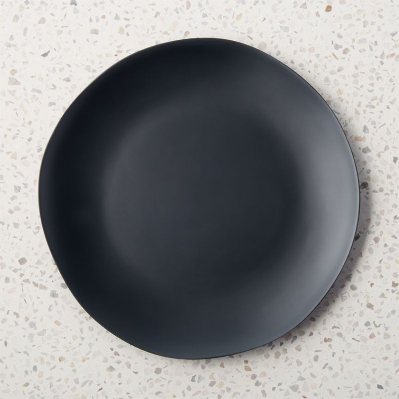 Pebble Modern Matte Black Melamine Dinner Plate + Reviews CB2