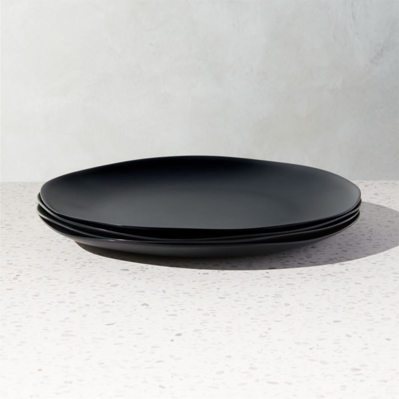 View Pebble Matte Black Melamine Dinner Plate Set of 4 details