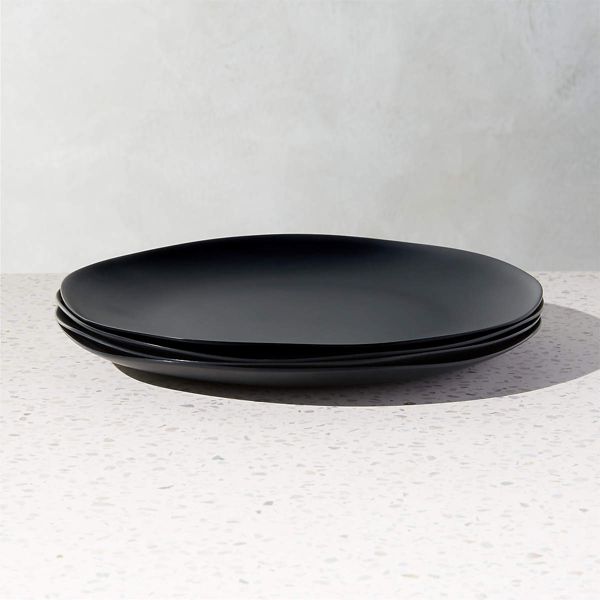 Pebble Modern Matte Black Melamine Dinner Plate Set of 4 + Reviews