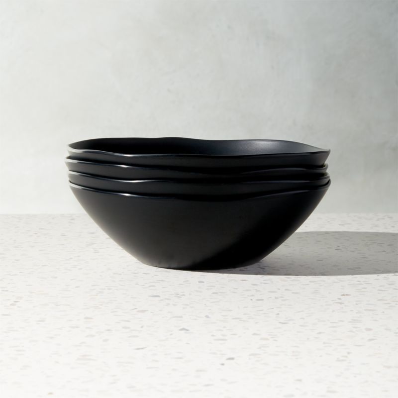 View Pebble Matte Black Melamine Salad Bowl Set of 4 details
