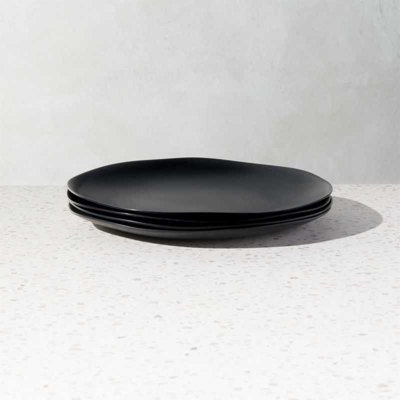 View Pebble Matte Black Melamine Salad Plate Set of 4 details