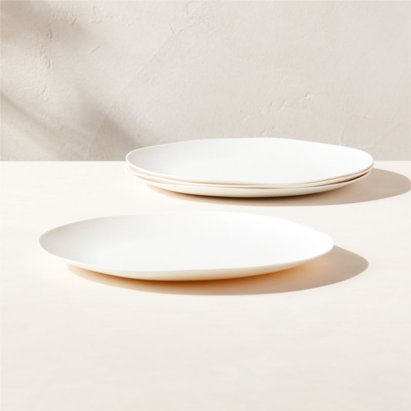 Pebble White Melamine Dinner Plates Set of 4 Reviews CB2