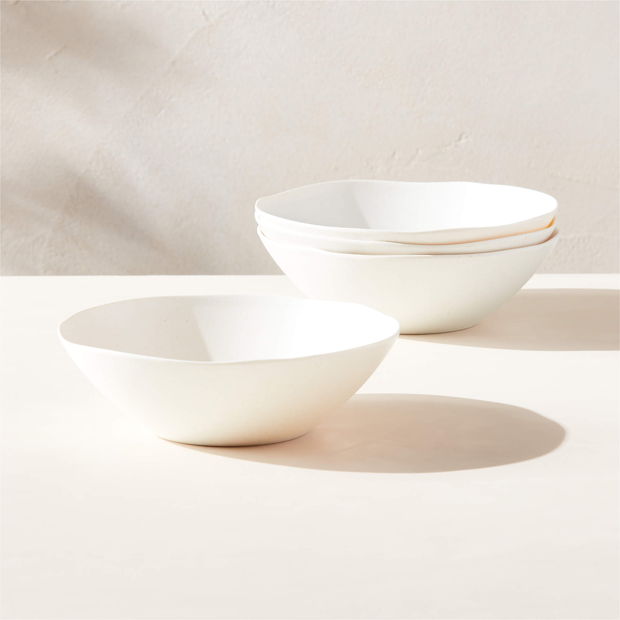 Pebble White Melamine Salad Bowls Set of 4 CB2