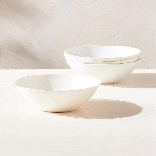 Pebble White Melamine Salad Bowls Set of 4