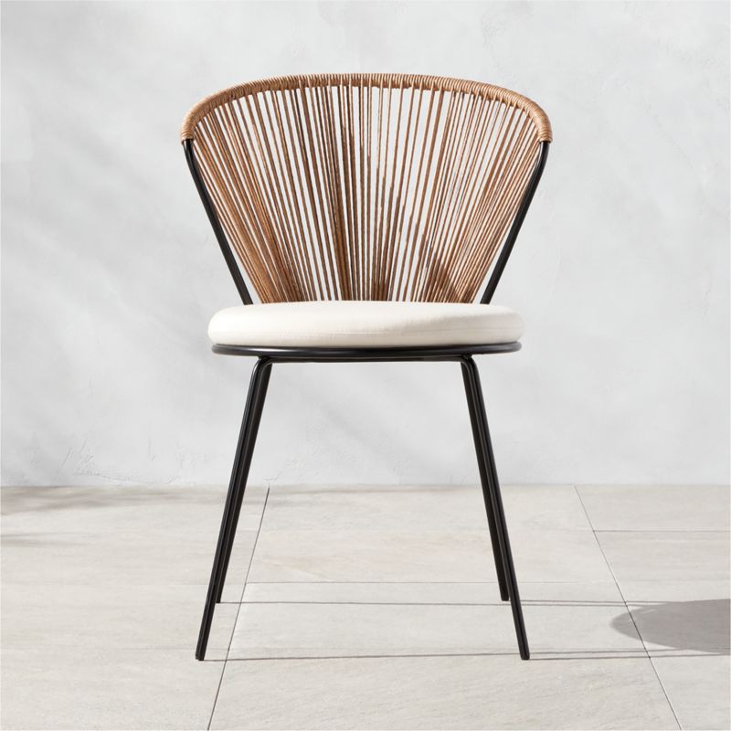 Peek Modern Rattan Outdoor Dining Chair with Ivory Sunbrella Cushion | CB2 Canada