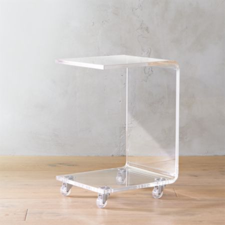 Peekaboo Acrylic C Table On Wheels Cb2