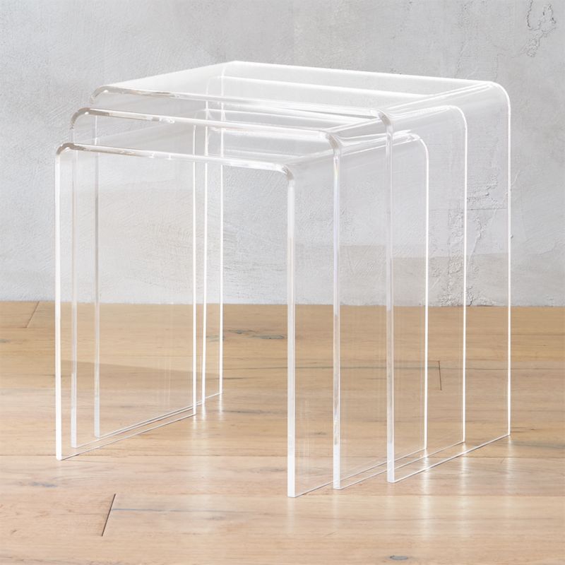 3 Piece Peekaboo Acrylic Nesting Table Set Reviews Cb2