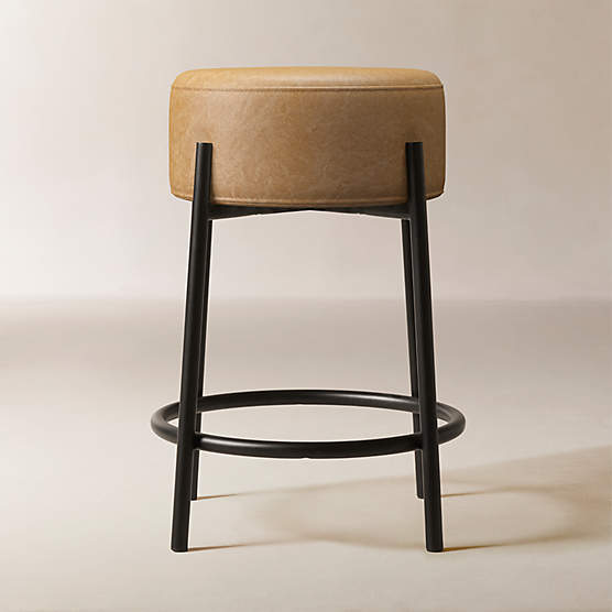 Peg Leather Counter Stool Bello Saddle