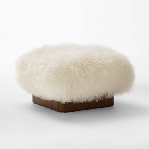 Pelosa White Sheepskin Ottoman