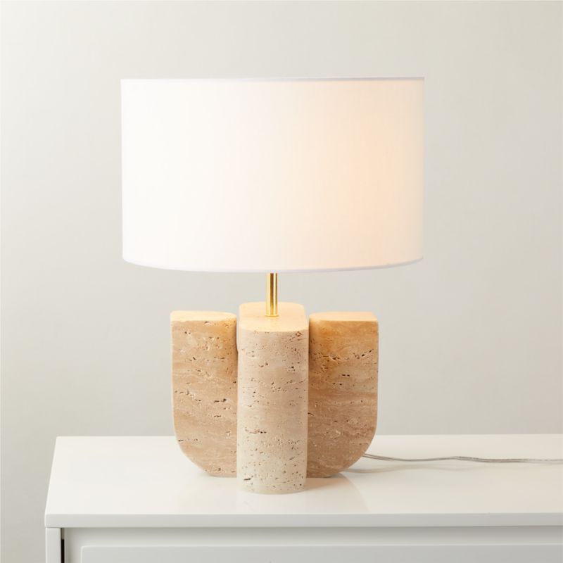 Peniche Travertine Table Lamp + Reviews | CB2