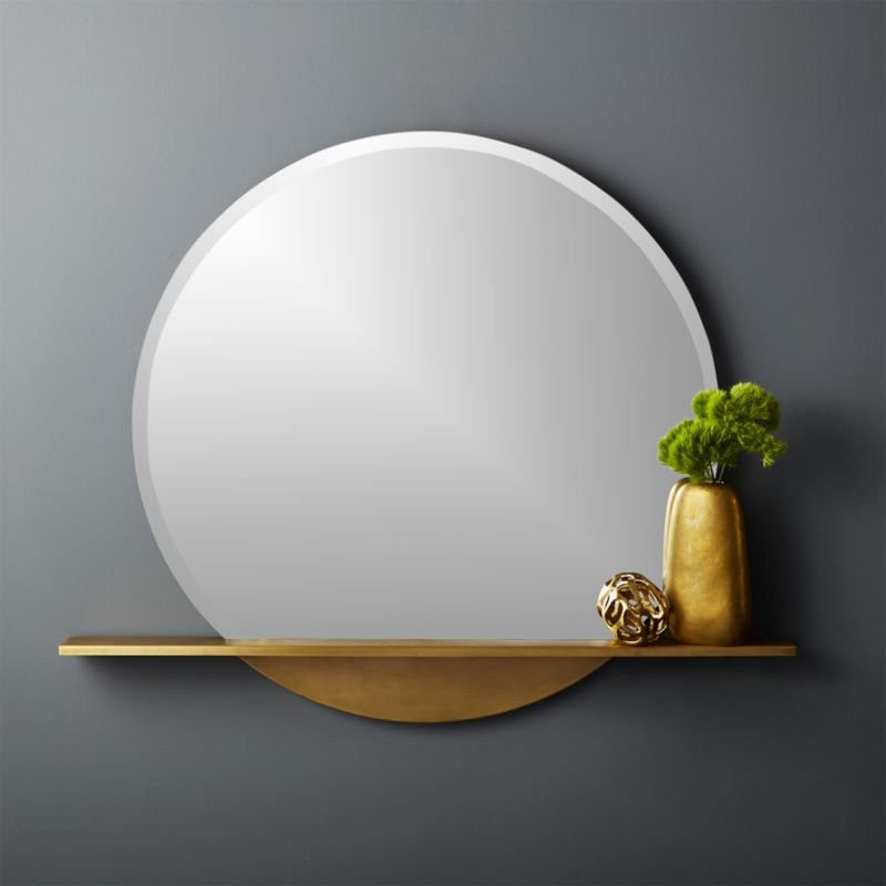 Perch Round Mirror With Shelf 36 Reviews Cb2