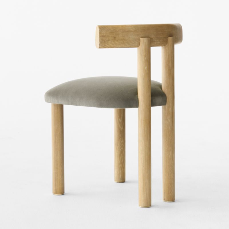 Perle Grey Performance Velvet and Oak Wood Dining Chair by goop - image 9 of 11