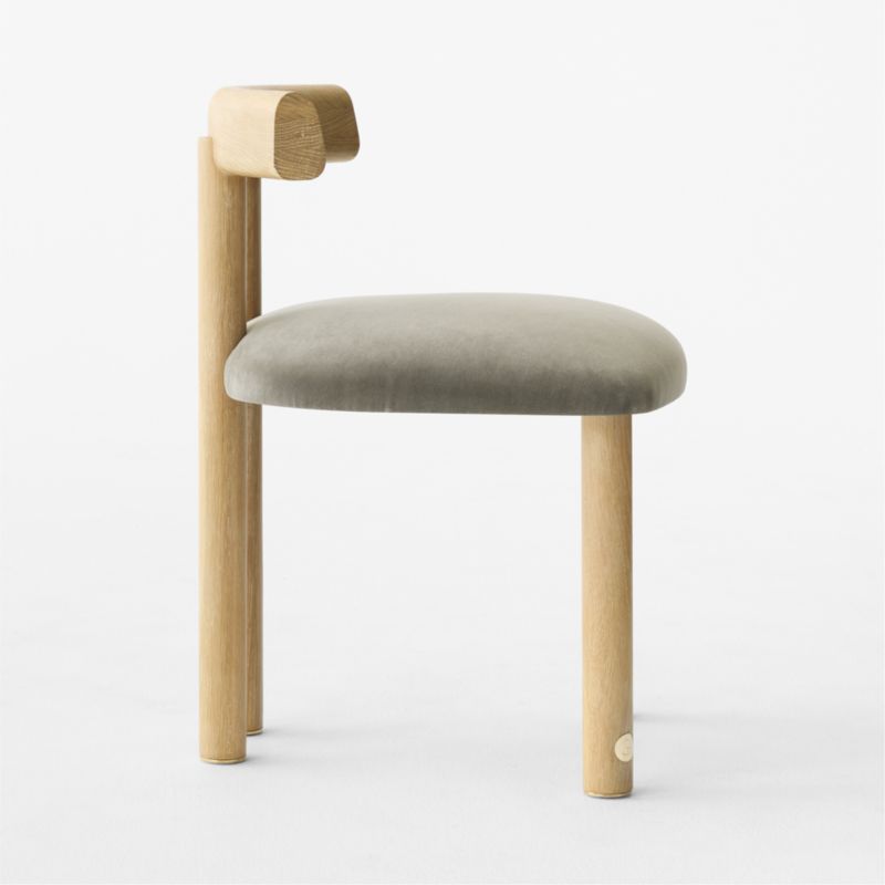 Perle Grey Performance Velvet and Oak Wood Dining Chair by goop - image 8 of 11