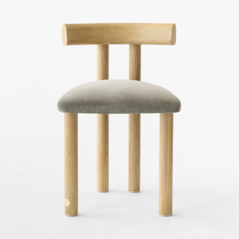 Perle Grey Performance Velvet and Oak Wood Dining Chair by goop - image 6 of 11