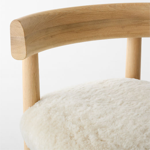 Perle Shearling and Oak Wood Counter Stool by goop