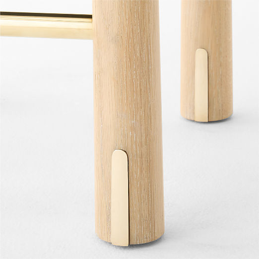 Perle Shearling and Oak Wood Counter Stool by goop