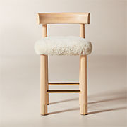 Savanna Teak Wood and Mink Brown Velvet Counter Stool