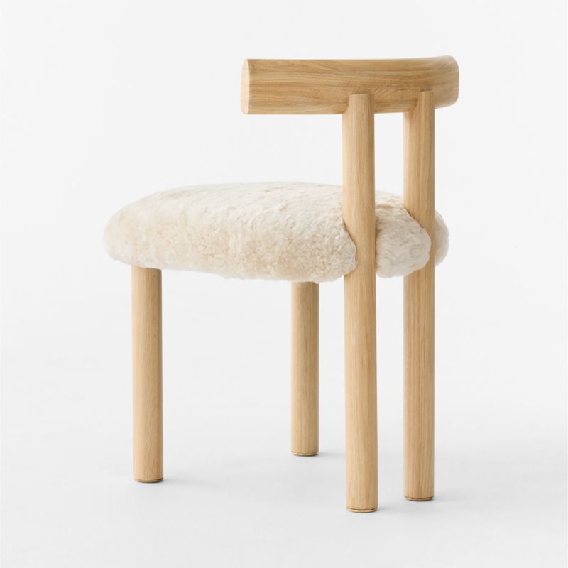 Perle Shearling and Oak Wood Dining Chair by goop - image 10 of 17