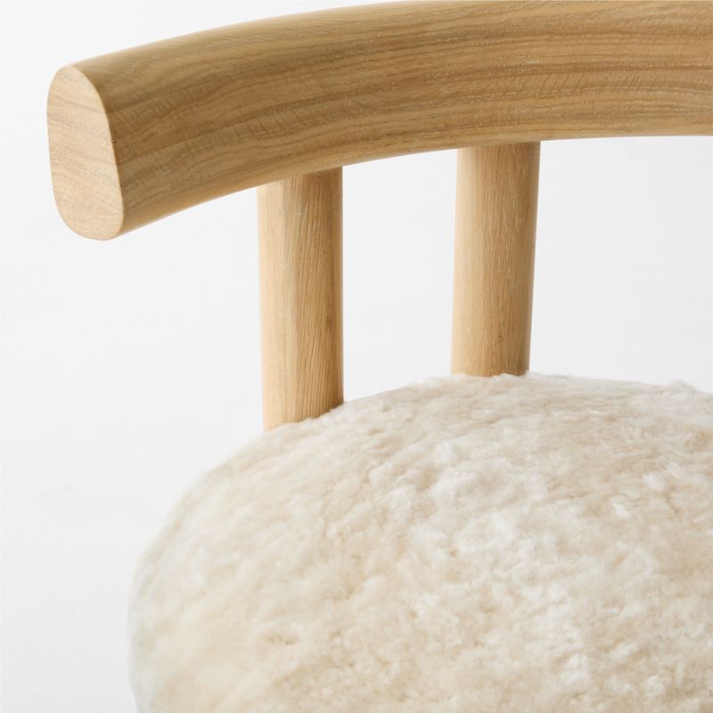 Perle Shearling and Oak Wood Dining Chair by goop - image 11 of 17