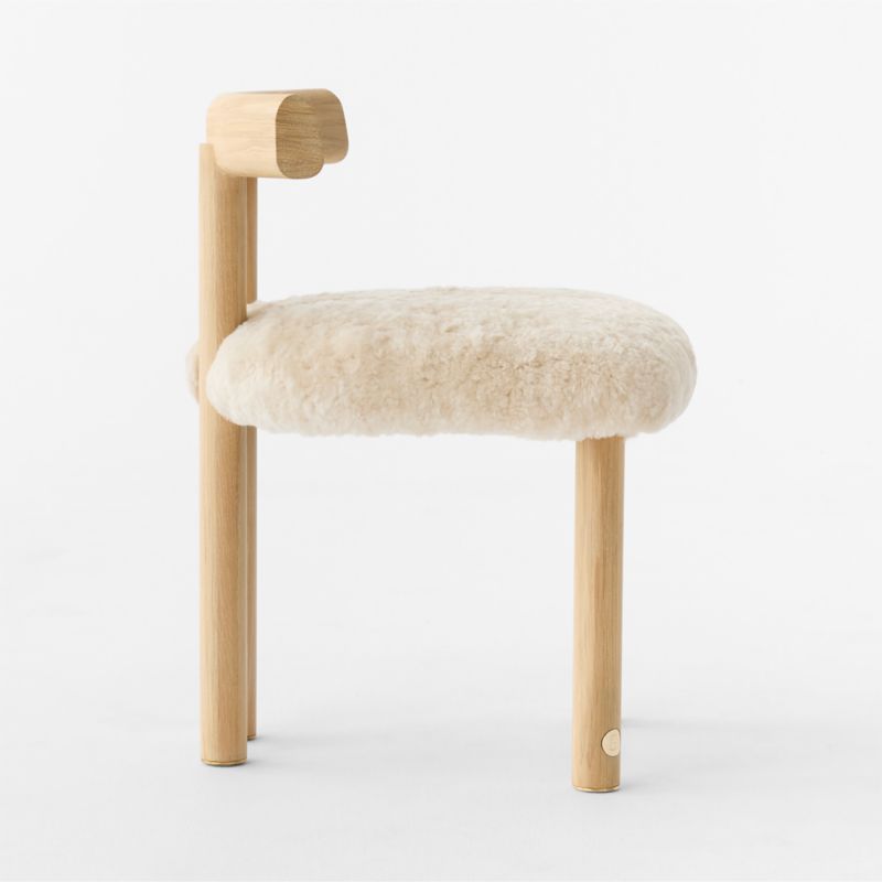 Perle Shearling and Oak Wood Dining Chair by goop - image 9 of 17