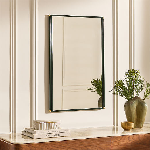 Perlet Green Enamel Rectangular Wall Mirror 24"x36"