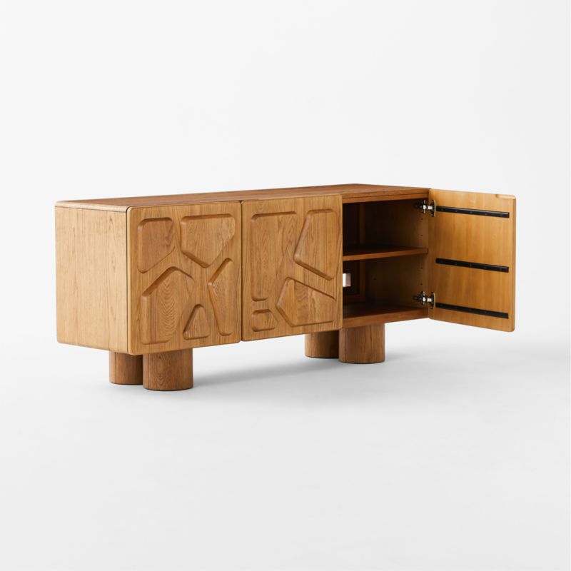 Perth 60" Carved Oak Wood Credenza - image 7 of 12