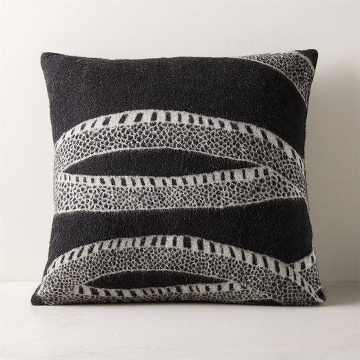 Peyote Black Alpaca Throw Pillow with Down-Alternative Insert 20"