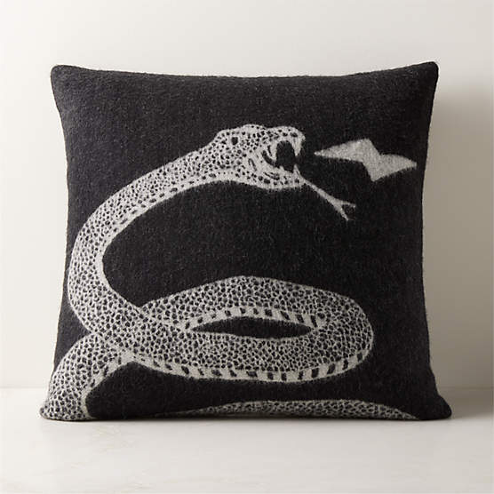 Peyote Black Alpaca Throw Pillow with Feather-Down Insert 20"