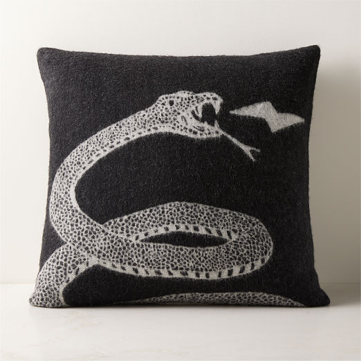 Peyote Black Alpaca Throw Pillow with Down-Alternative Insert 20"x20"