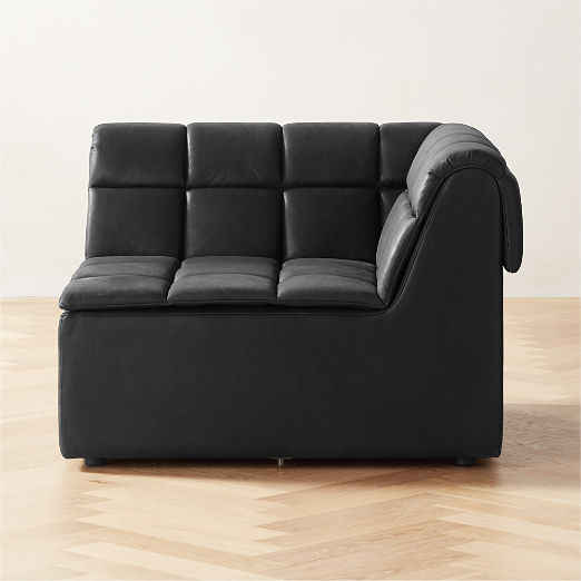 Pezzo Black Leather Corner Chair